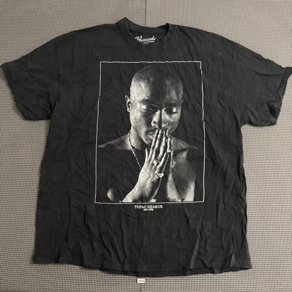 Bravado Tupac Shakur 2Pac Memorial Graphic T-Shirt Black Mens XXL RN102050